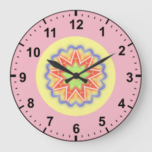 Reloj Redondo Grande ~ Flowery Stars Fractal ~