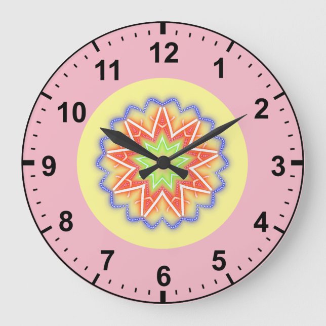 Reloj Redondo Grande ~ Flowery Stars Fractal ~ (Anverso)
