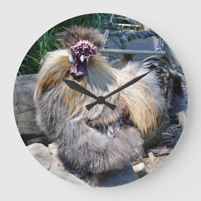 Reloj Redondo Grande Fluffy Ugly Chicken, Wall Clock (Anverso)