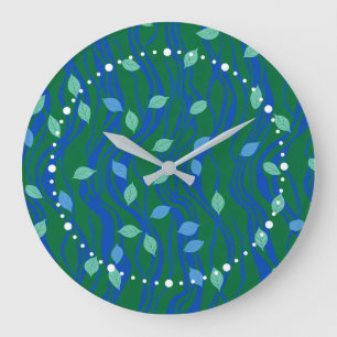 Reloj Redondo Grande Flujo Elemental Verde Esmeralda Azul Cobalto con H