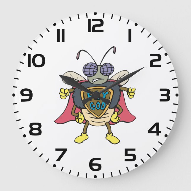 Reloj Redondo Grande Fly God Superhero Fly Insect Character (Anverso)