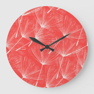 Reloj Redondo Grande Flying Dandelion Semilla Fondo Vintage.