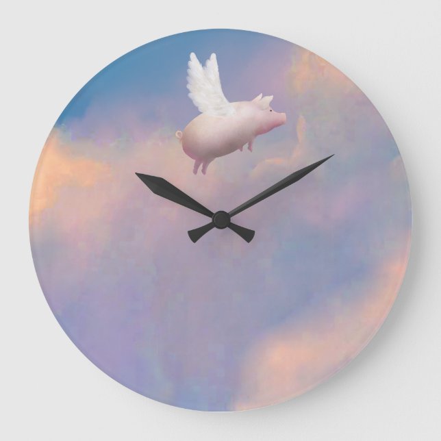 Reloj Redondo Grande flying pig clock (Anverso)