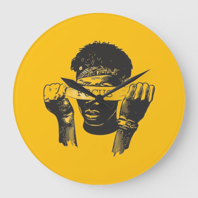 Reloj Redondo Grande Focus Blindfold Motivational Street Art Illustrati (Anverso)