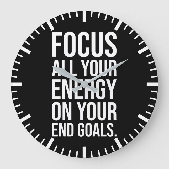 Reloj Redondo Grande Focus Your Energy On Your Goals - Motivational (Anverso)