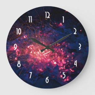 Reloj Redondo Grande Fogata con abrigos quemados
