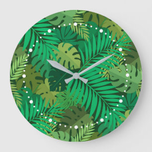 Reloj Redondo Grande Follaje exuberante de la selva tropical