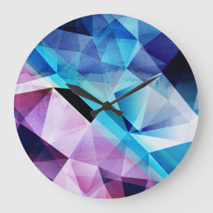 Reloj Redondo Grande Fondo abstracto geométrico de color de agua