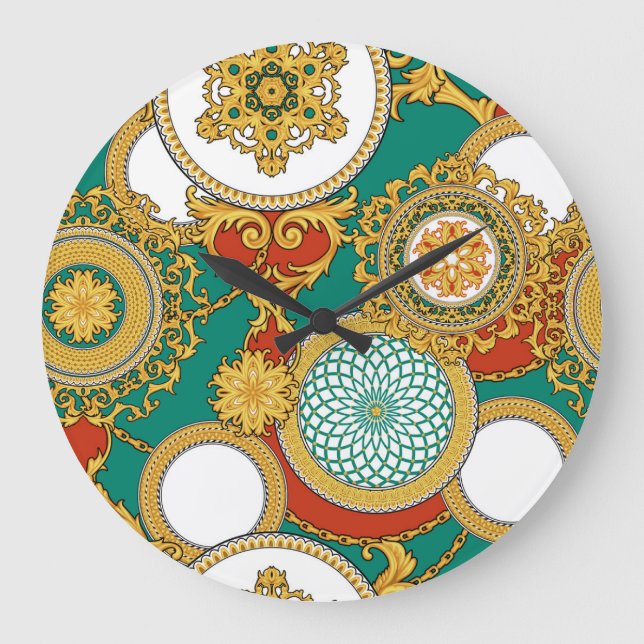 Reloj Redondo Grande Fondo árabe elegante dorado (Anverso)