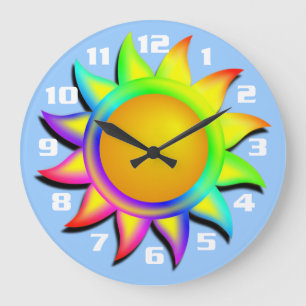 Reloj Redondo Grande Fondo azul cielo azul brillante y colorido