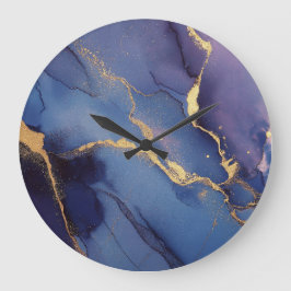 Reloj Redondo Grande Fondo azul con rachas y puntos dorados