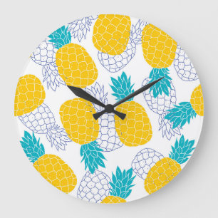 Reloj Redondo Grande Fondo blanco de piña, patrón sin fisuras.