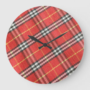 Reloj Redondo Grande Fondo clásico de textura de tartán