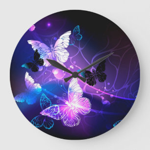 Reloj Redondo Grande Fondo con mariposas nocturnas