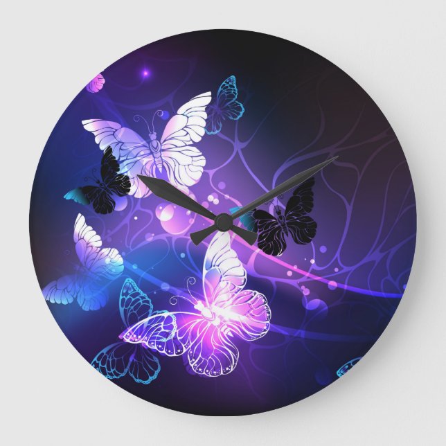 Reloj Redondo Grande Fondo con mariposas nocturnas (Anverso)