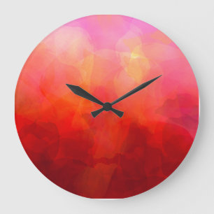 Reloj Redondo Grande Fondo de acuarela naranja rojo profundo amarillo