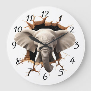 Reloj Redondo Grande Fondo de elefante cortado
