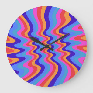 Reloj Redondo Grande Fondo de escritorio Hippie Trippy Retro de los año