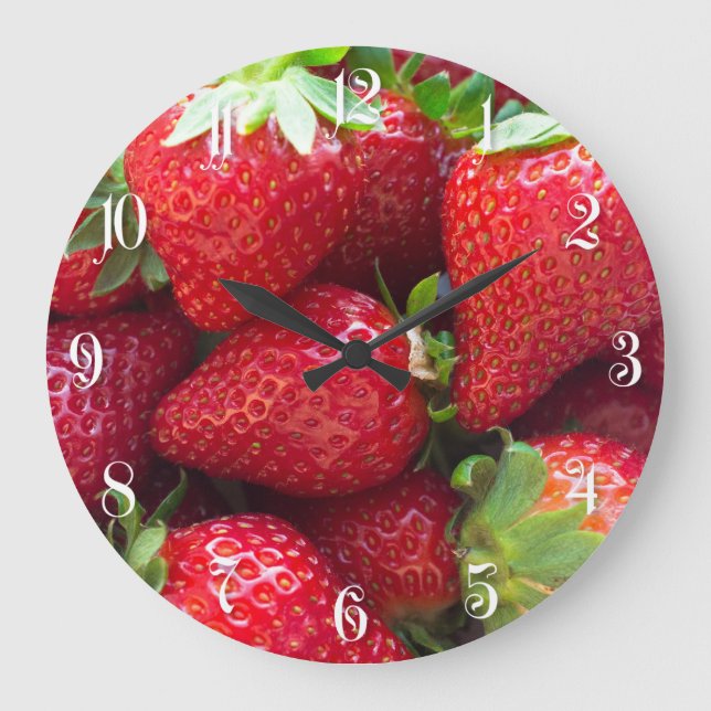 Reloj Redondo Grande Fondo de fresas (Anverso)