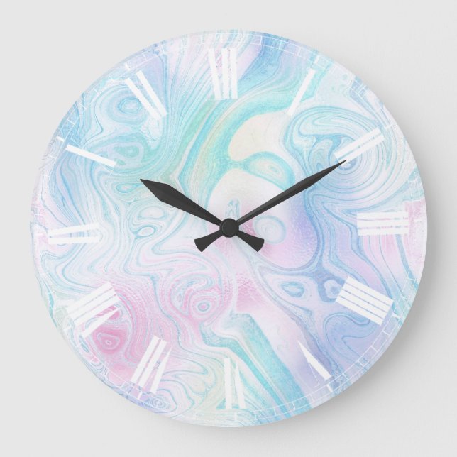 Reloj Redondo Grande fondo de mármol en tonos pastel (Anverso)