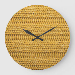 Reloj Redondo Grande Fondo de moda de punto con textura amarillo