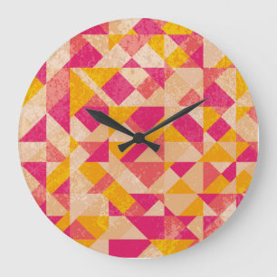 Reloj Redondo Grande Fondo de neón dorado, efectos de luz coloridos.