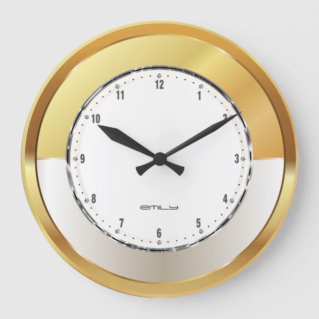 Reloj Redondo Grande Fondo de oro abstracto moderno (Anverso)