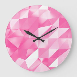 Reloj Redondo Grande Fondo de polígono rosa: representación 3D abstract
