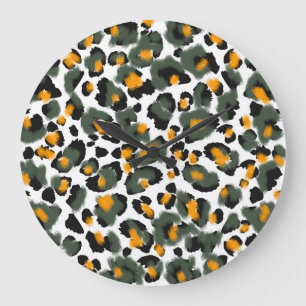 Reloj Redondo Grande Fondo de textura de impresión de leopardo