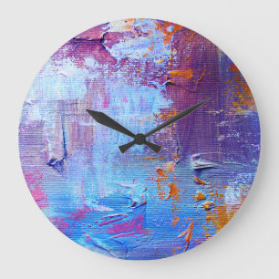 Reloj Redondo Grande Fondo de textura de lienzo: Aceite abstracto