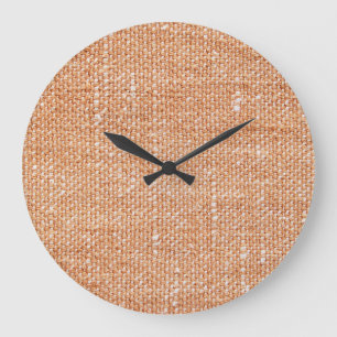 Reloj Redondo Grande Fondo de textura de tela de lino marrón