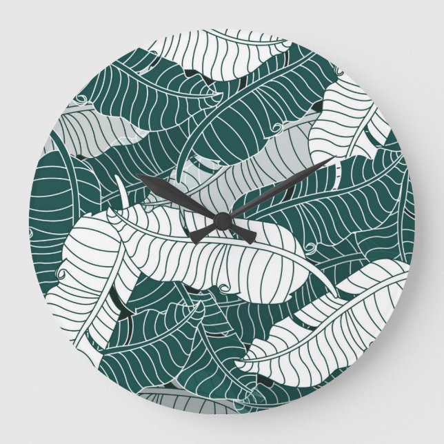 Reloj Redondo Grande Fondo del patrón de hojas de cosecha (Anverso)
