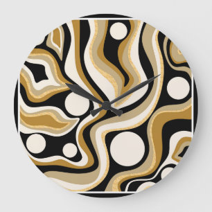 Reloj Redondo Grande Fondo del patrón de líneas onduladas abstractas