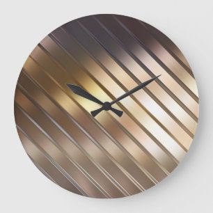 Reloj Redondo Grande Fondo diagonal de oro abstracto y elegante.