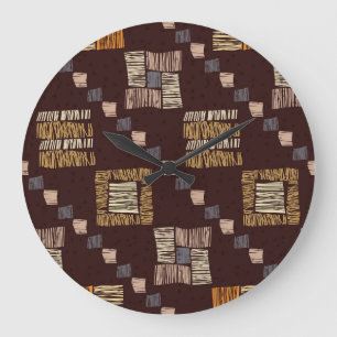 Reloj Redondo Grande Fondo étnico tribal geométrico marrón