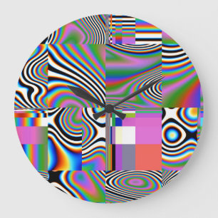 Reloj Redondo Grande Fondo geométrico de resumen digital vibrante