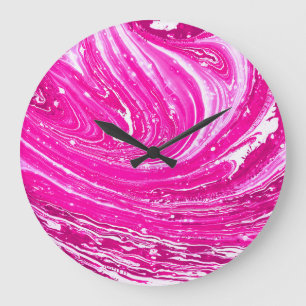Reloj Redondo Grande Fondo mixto de pintura rosada.