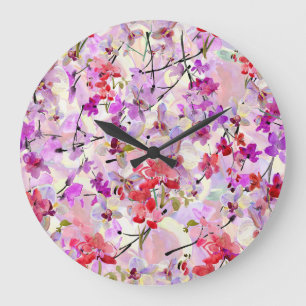 Reloj Redondo Grande Fondo Orquídea-Sakura