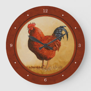 Reloj Redondo Grande Fondo rojo de pollo de Rhode Island
