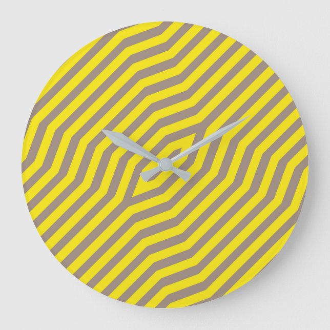 Reloj Redondo Grande Fondo simétrico de rayas diagonales 14 (Anverso)