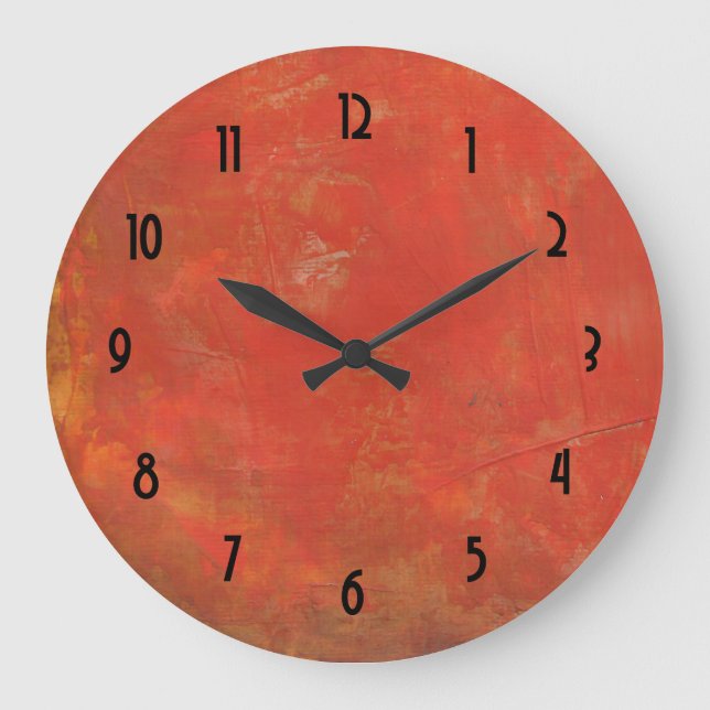 Reloj Redondo Grande Fondo texturizado rojo del extracto del Grunge (Anverso)