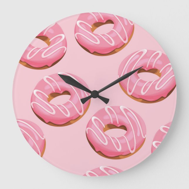 Reloj Redondo Grande Fondo transparente de donuts acristalados (Anverso)