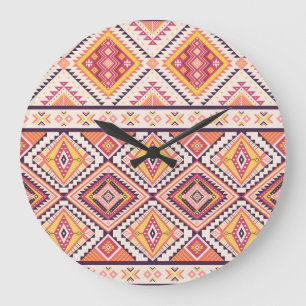 Reloj Redondo Grande Fondo tribal azteca a rayas sin soldadura