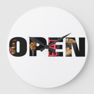 Reloj Redondo Grande Foodies Open Sign Wall Clock