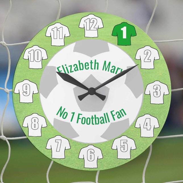 Reloj Redondo Grande Football Clock - White Shirts (Football style wall clock)