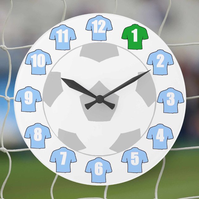 Reloj Redondo Grande Football Clock - with Sky Blue Shirts (Subido por el creador)