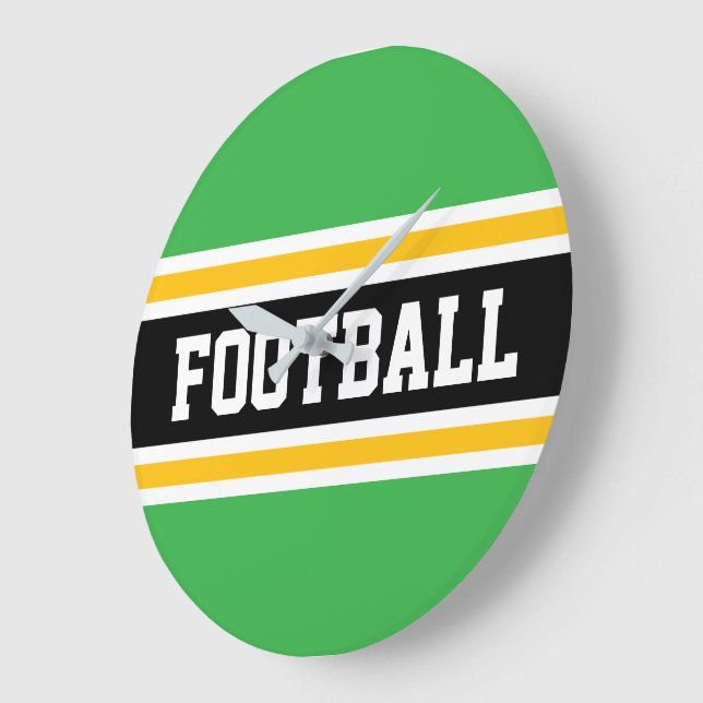 Reloj Redondo Grande FOOTBALL Green White Black Orange Racing Stripes (Ángulo)