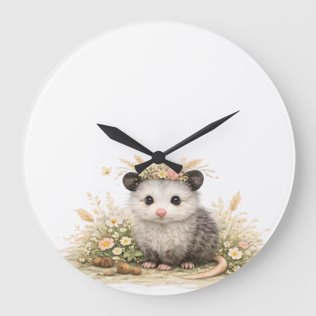 Reloj Redondo Grande Forest friend woodland opossum  (Anverso)