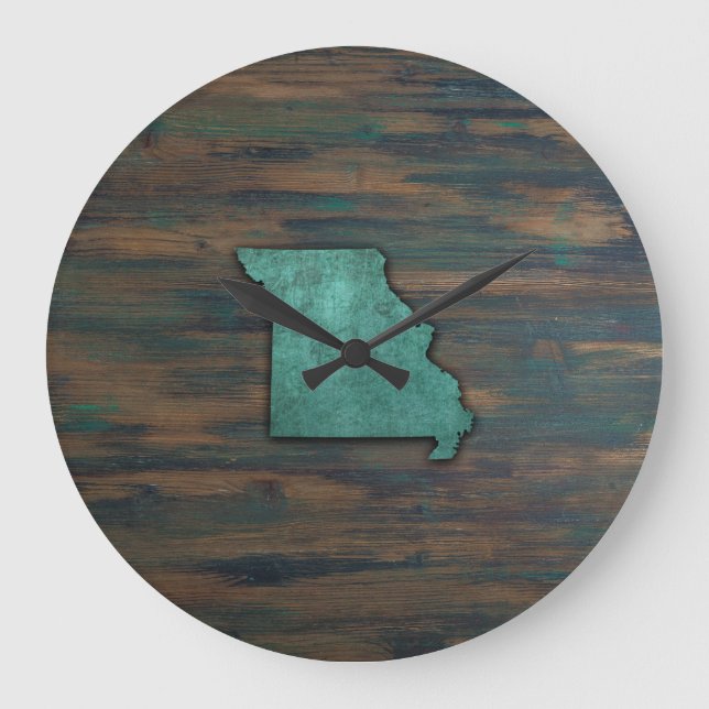 Reloj Redondo Grande Forma de estado de Misuri Verde azulada (Anverso)