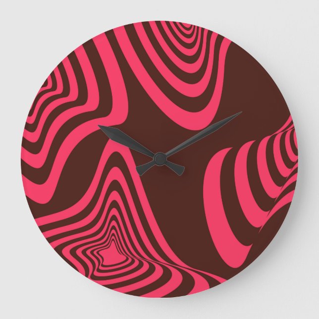 Reloj Redondo Grande Forma geométrica abstracta rosa, óptica, de moda y (Anverso)